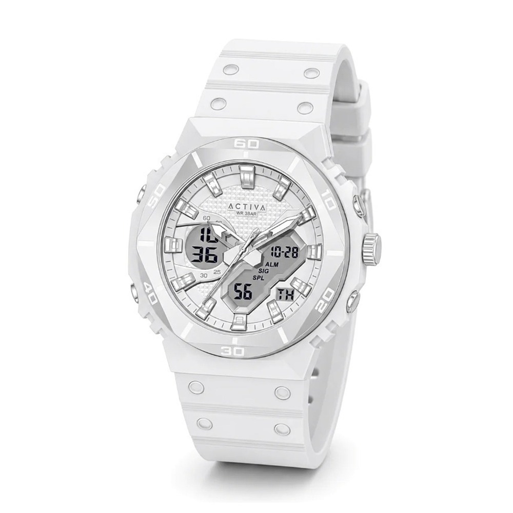 Activa Exon X Men's White Analog Digital Sport Watch 48mm New